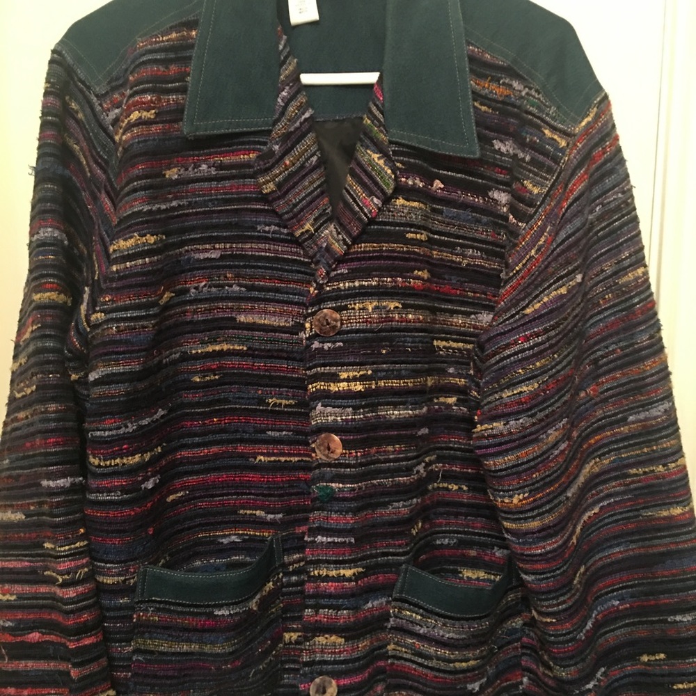 Coldwater Creek heavy jacket w jean collar